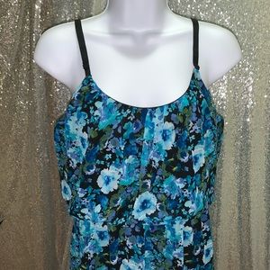 Bailey Girl Blue floral high low dress sheer small